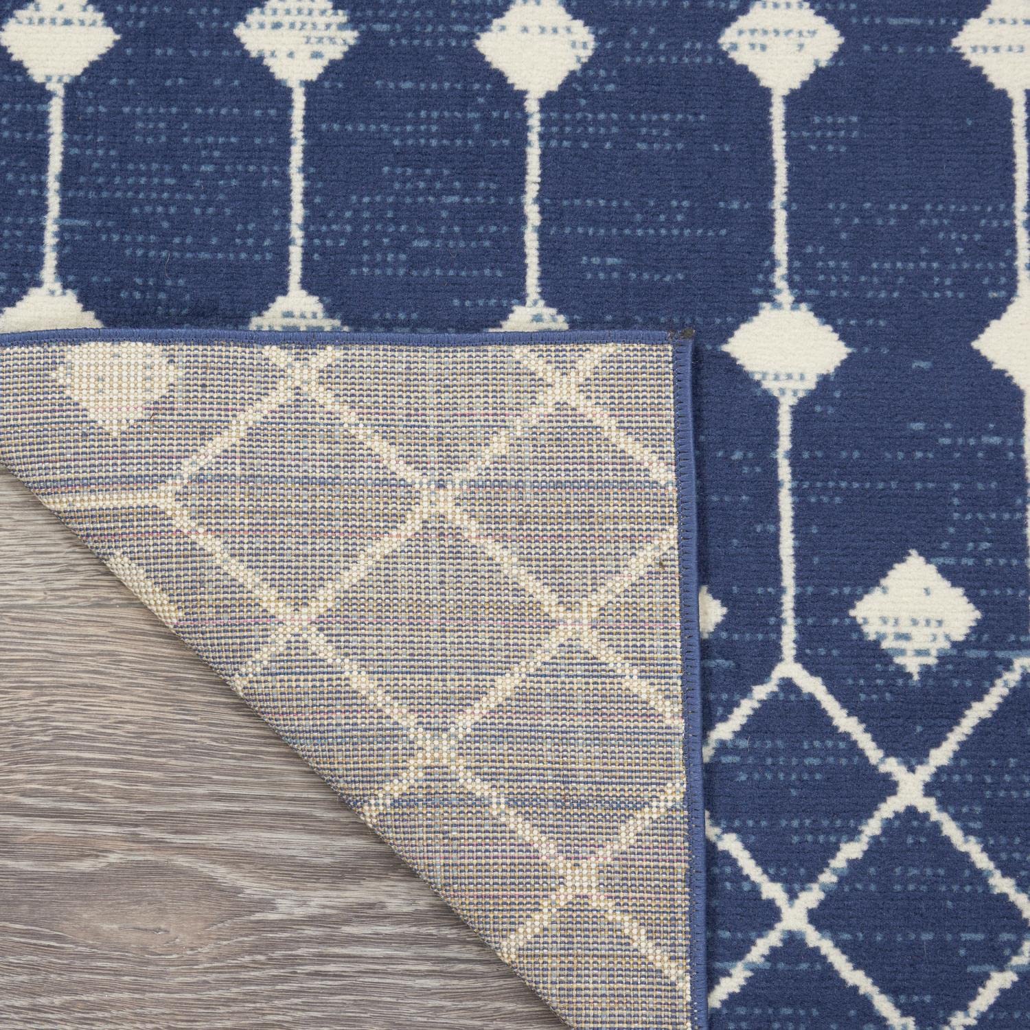 Nourison Grafix Moroccan Navy 2'3' X 7'6' Area Rug, Easy Cleaning, Non Shedding, Bed Room, Living Room, Dining Room, Kitchen (