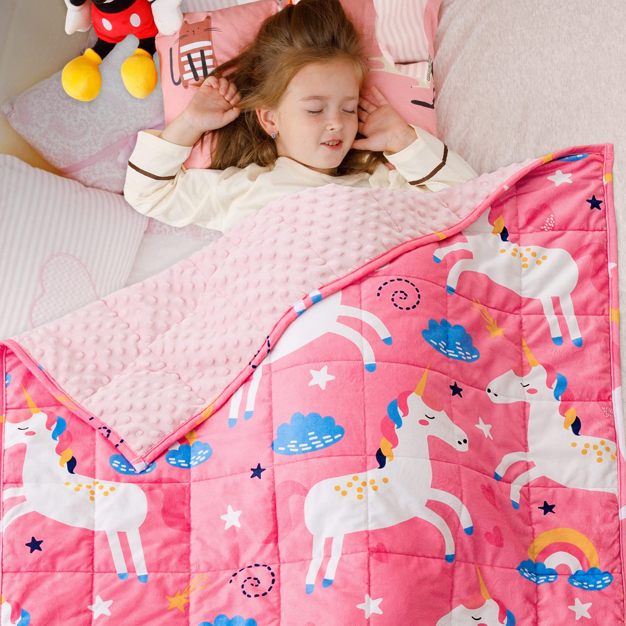 Sivio Minky Dotted Weighted Blanket For Kids, Super Soft Crystal Velvet Reversible Heavy Blanket With Cute Cartoon Patterns, 3 L