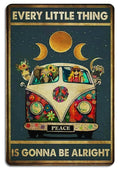 Fmcmly Every Little Thing is Gonna Be Alright Vintage Tin Signs Hippie Boho Wall Art Encouragement Gifts for Women Home Kitchen 