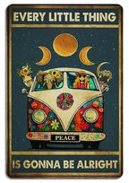 Fmcmly Every Little Thing is Gonna Be Alright Vintage Tin Signs Hippie Boho Wall Art Encouragement Gifts for Women Home Kitchen 
