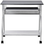 Safco Products 947Ant Mobile Rolling Workstation - Anthricite Metallic Gray, Heavy-Duty Steel Frame, Take Anywhere Caster Wheels, Computer Desk With Keyboard Tray, Portable Home Office Desk, Gray