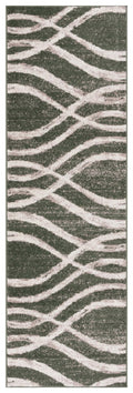 SAFAVIEH Adirondack Collection Runner Rug - 26 x 8, Green & Ivory, Geometric Design, Ideal for High Traffic Areas in Entryway,