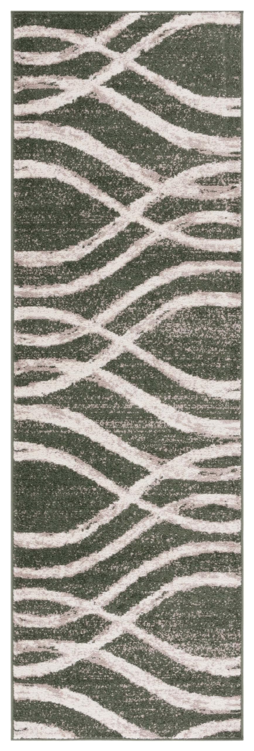 SAFAVIEH Adirondack Collection Runner Rug - 26 x 8, Green & Ivory, Geometric Design, Ideal for High Traffic Areas in Entryway,
