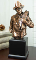 Ebros Civil Service Hero Fireman Carrying Fire Hose Reel Portrait Bust On Trophy Base Statue in Bronze Electroplated Finish Fire