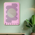 SAF Bauhaus Geometric Line Art Wall painting | Pink Abstract Minimalist Wall Dcor | Retro Modern Framed Art Print for Living Roo