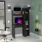 DEPOT E-SHOP Aramis Desk with Five Shelves and Two Superior Shelves, 63" H, Black, Office