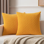 Kevin Textile 2 Packs Yellow Euro Farmhouse Decorative Throw Pillow Covers 26X26 Inch For Living Room Couch Bed Sofa Rustic Boho Home Decor Soft Striped Corduroy Square Cushion Case 66X66 Cm