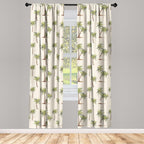Ambesonne Hawaii Window Curtains Pack Of 2, Repetitive Jungle Trees Pattern Hand Drawn Pastel Tropical Palms, Lightweight Set Wi