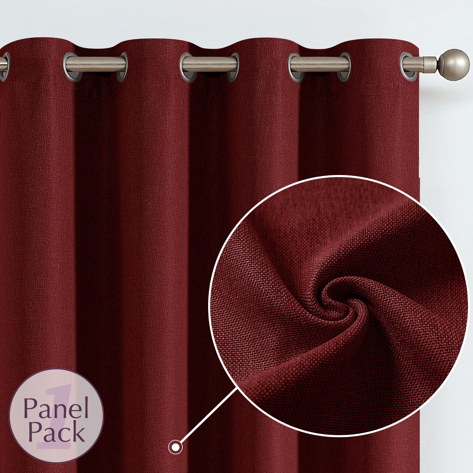 Jinchan Linen Textured 75% Blackout Curtain 96 Inch Long For Living Room Curtain Burgundy Red Thermal Insulated Grommet Top Window Drape For Bedroom Curtain Red 1 Panel