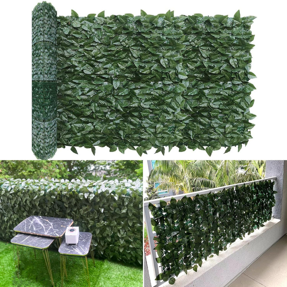 E&K Sunrise 3'X8' Faux Laurel Leaf Privacy Fence Screen Artificial Leaves Hedge Fence Covering Wall Decoration Panels For Garden