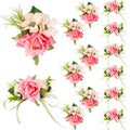 12 Pcs Boutonniere and Corsage for Wedding Party Flower Wrist Corsages with Pins for Men Women Groom Bride Groomsmen Prom Ceremo
