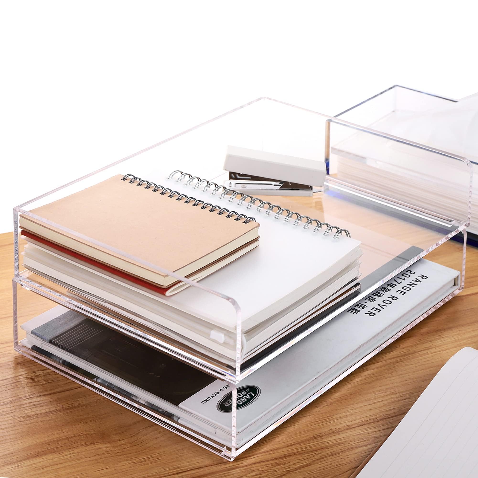 Paper Tray Organizer Clear Acrylic Desk Organizers And Accessoriesoffice Supplies Organization Stackable File Holder-Art Storage