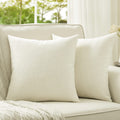 Anickal Set Of 2 Ivory Pillow Covers 18X18 Inch Rustic Linen Square Decorative Throw Pillow Covers For Sofa Couch Farmhouse Home