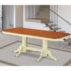 East West Furniture NAT-WHI-TP Napoleon Kitchen Table - a Rectangle Dining Table Top with Butterfly Leaf & Double Pedestal Base, 40x78 Inch, Buttermilk & Cherry