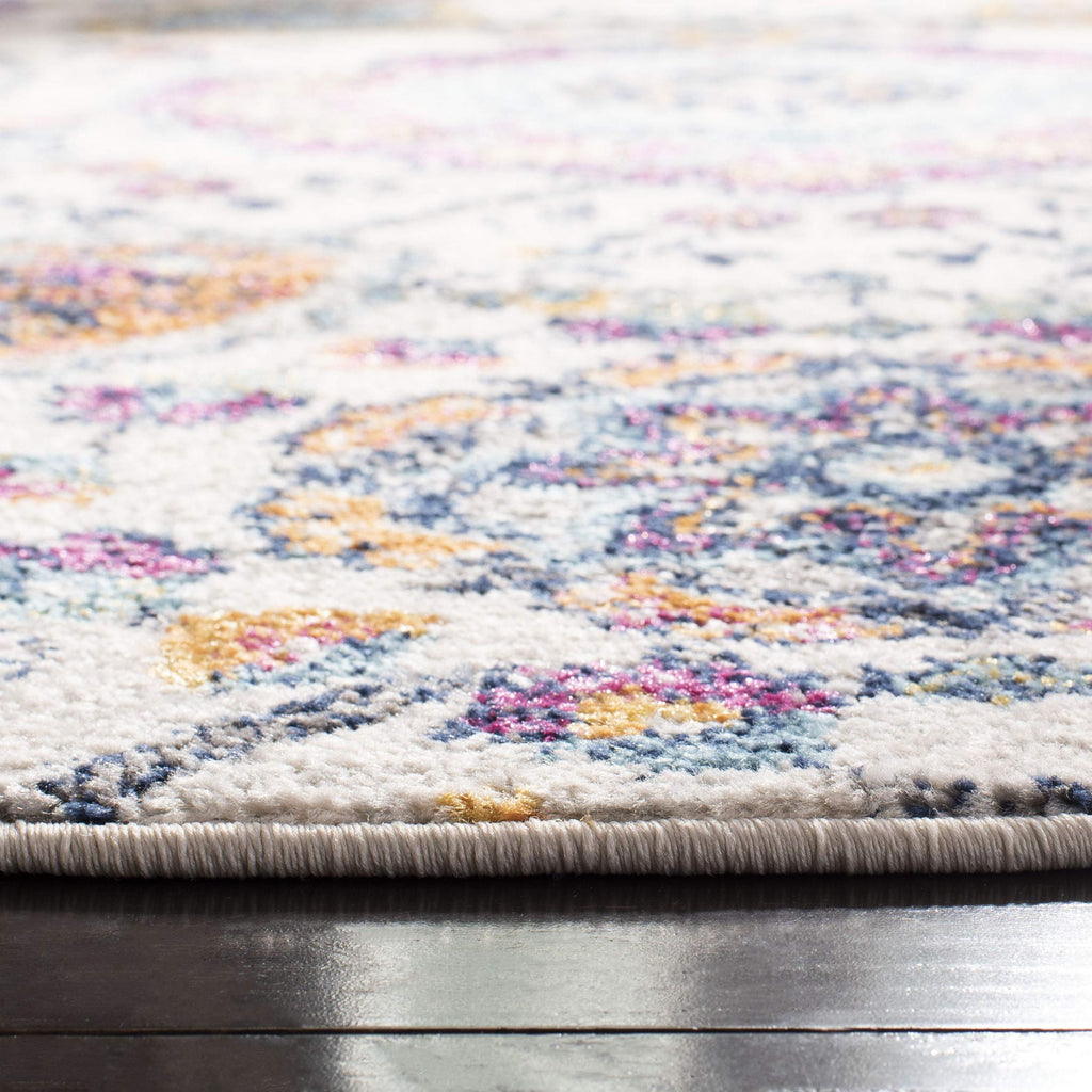 Safavieh Madison Collection Area Rug - 6'7'' Round, Cream & Multi, Boho Chic Glam Paisley Design, Non-Shedding & Easy Care, Idea