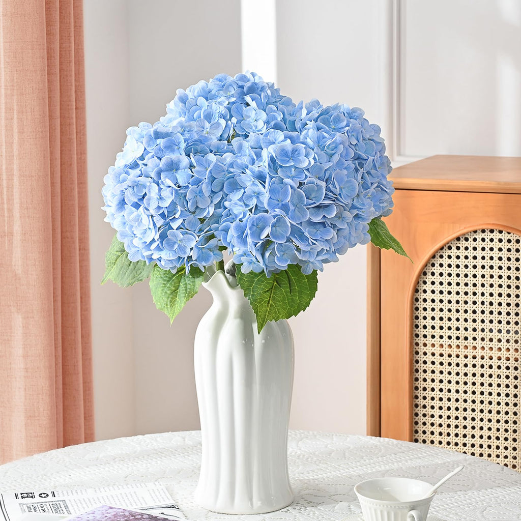 Martine Mall 3Pcs 21In Hydrangea Artificial Flowers, Latex Real Touch Hydrangeas Lifelike Large Hydrangea Flowers For Home Decor