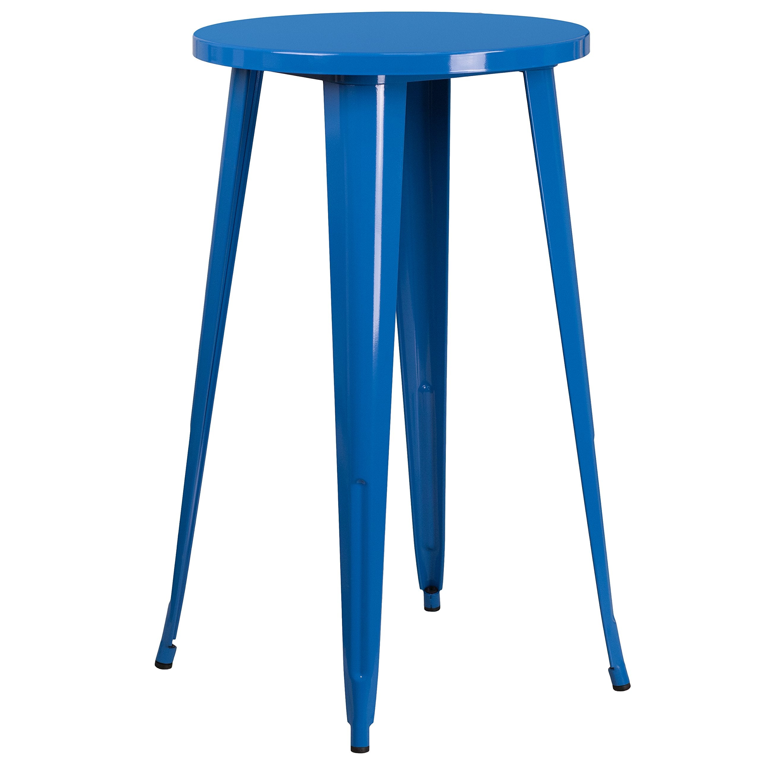Flash Furniture James Commercial Grade 24&quot; Round Blue Metal Indoor-Outdoor Bar Height Table