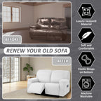 Ulticor Jacquard Loveseat Recliner Slipcover, 6-Piece, 48-65'' L, Washable, White