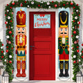 Tatuo 3 Pieces Nutcracker Christmas Banner Soldier Nutcracker Banner Soldier Porch Signs Xmas Hanging Banners with Small Merry C