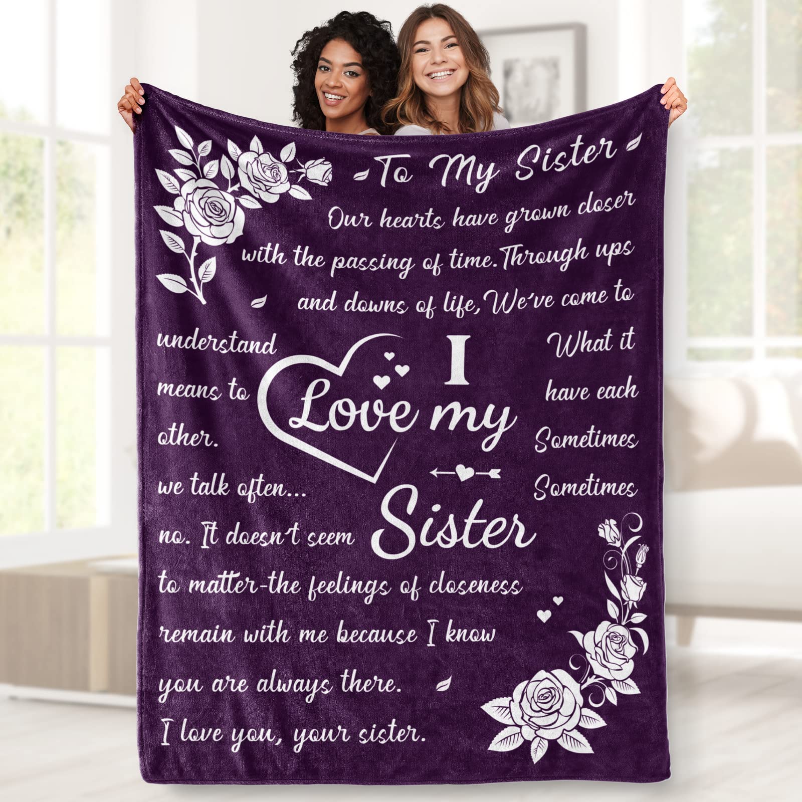 Sister Blankets From Sister, Sister Birthday Gifts From Sister, Best Friend Bestie Birthday Gifts For Women, Sisters Gifts From
