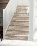 FLFK Stair Riser Decals Peel and Stick Waterproof Vinyl Stair Stickers for Home Decor,7 Strips Each 39.3 x 7.08, Faux Wood Plank
