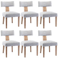 Bestano Modern Dining Chairs Set Of 6, Comfy Upholstered Side Chairs With Wood Legs, Linen Fabric Dining Chairs With Curved Wing