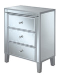 Convenience Concepts Gold Coast Large 3 Drawer Mirrored End Table, Silver / Mirror