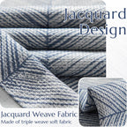 Jinchan Blue Printed Curtains 63 Inch Length For Living Room Grommet Jacquard Curtains With Herringbone Pattern Modern Room Dark