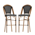 Bistro 30 High Barstools, Black/White/Bamboo Finish, Black/White