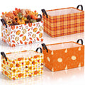 FoldTier 4 Pcs Fall Storage Baskets, Pumpkin Organizer Bins with Handles
