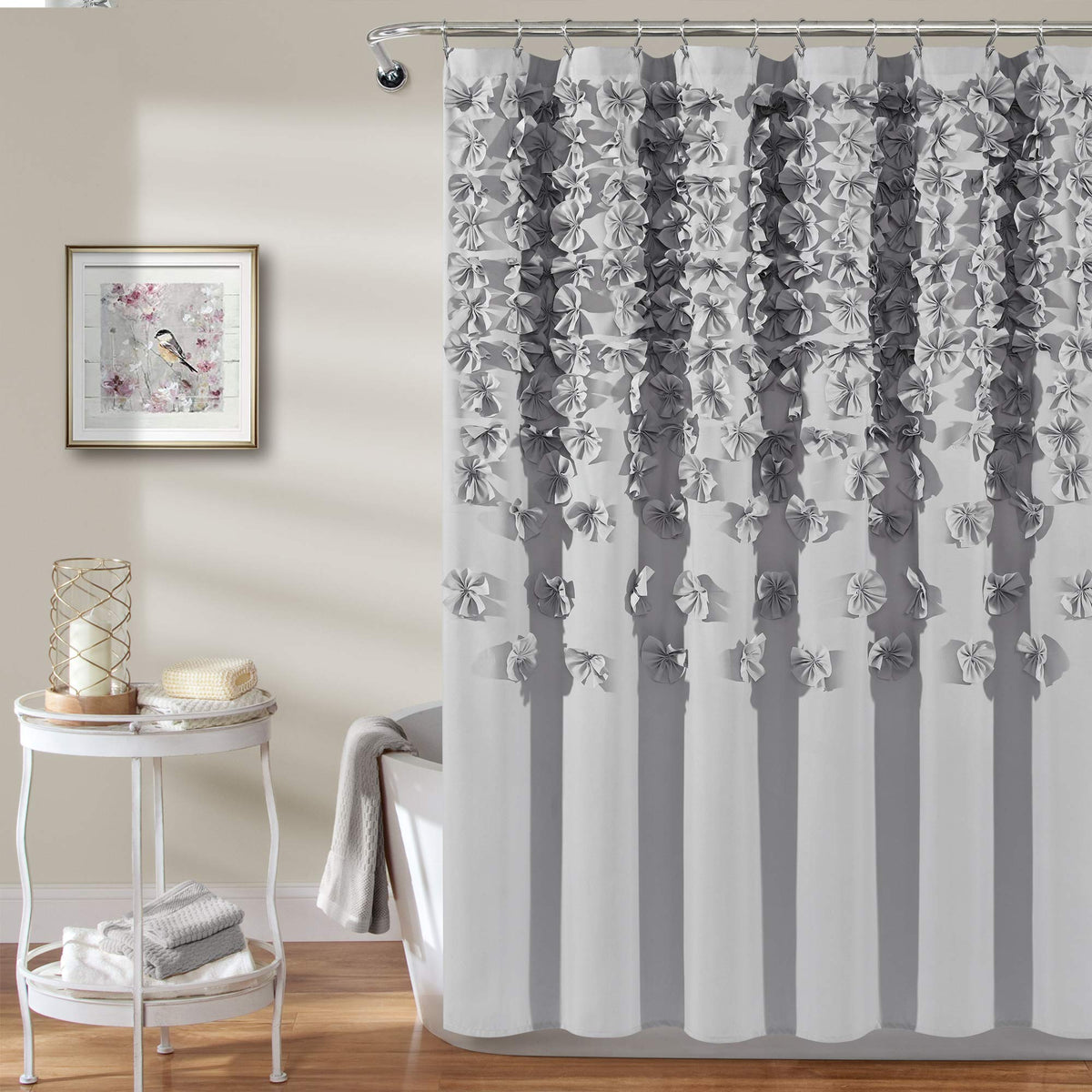 Lush Decor Lucia Shower Curtain, 72' X 72', Light Gray