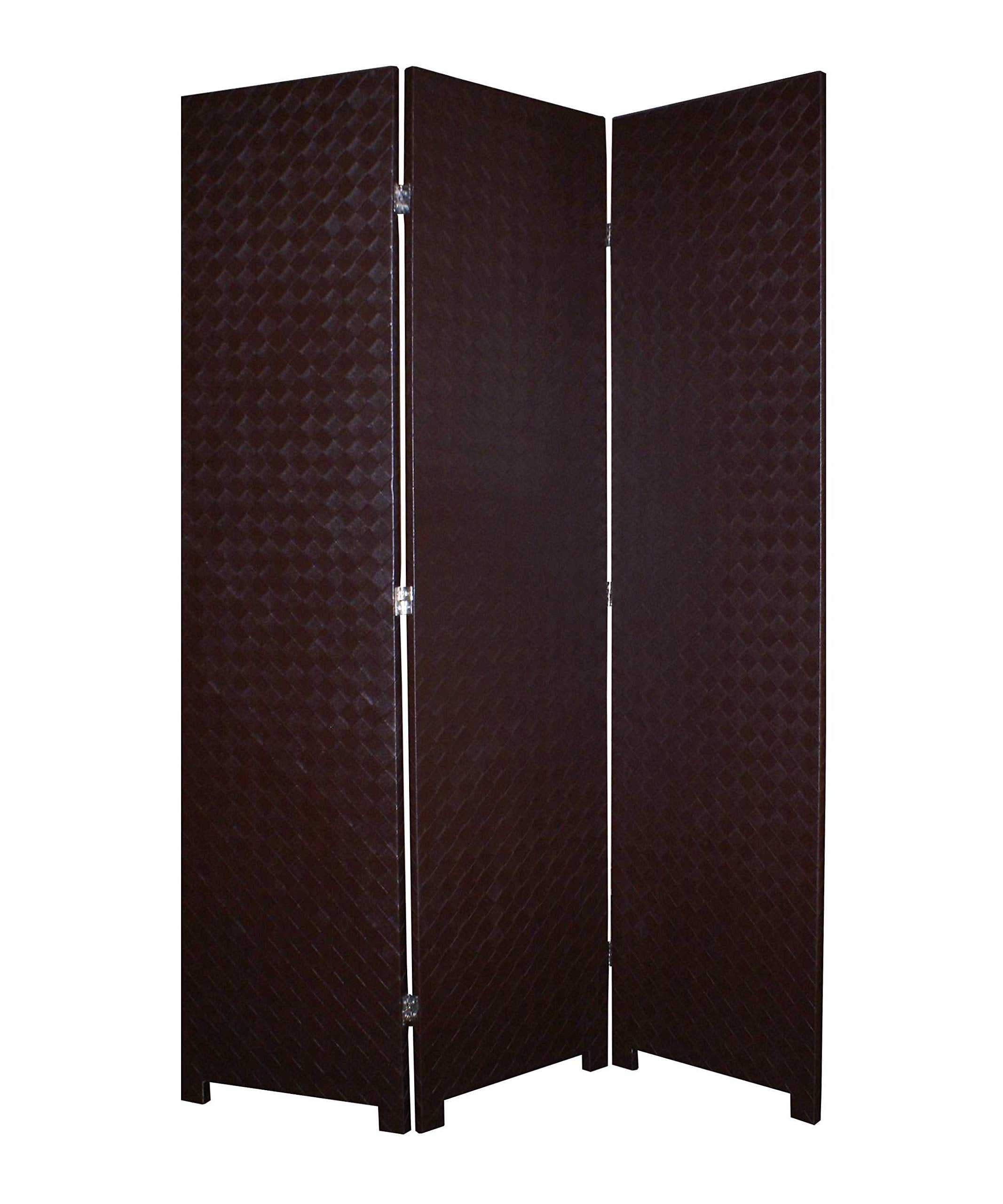 HomeRoots Decor 71 X 52 Criss Cross Faux-Leather Screen