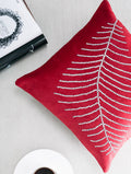 First Row Star Embroidered Red Velvet Cushion Cover Set Of 5