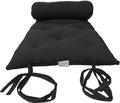 D&D Futon Furniture Queen Size Black Cotton/Foam/Polyester Traditional Japanese Floor Rolling Futon Mattresses, Yoga Meditation