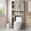 Over The Toilet Storage Cabinet with 7 Storage Shelves, Above Toilet Bathroom Organizer with Toilet Paper Holder Stand, Behind T