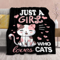 Cat Blanket Plush Gift for Kids Women Comfy Throw-Just A Girl Who Loves Cats-Soft Lightweight Kawaii Kitten Quilt Cozy Sheet Cut