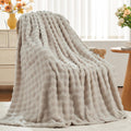 Newcosplay Throw Blanket For Couch Linen Super Soft Flannel Fleece 3D Bubble Lightweight Bed Blanket All Season Use (Linen, Thro