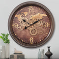 CLXEAST 24 Inch Large Wall Clock with Moving Gears, Industrial Decor Clocks with World Map Dial, Oversized Cool Wall Clock for L