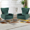 Zjhome Button-Tufted Living Room Chairs Set Of 2, Wingback Velvet Accent Chair Armchair With Lumbar Pillow, Bedroom Chairs Vanit