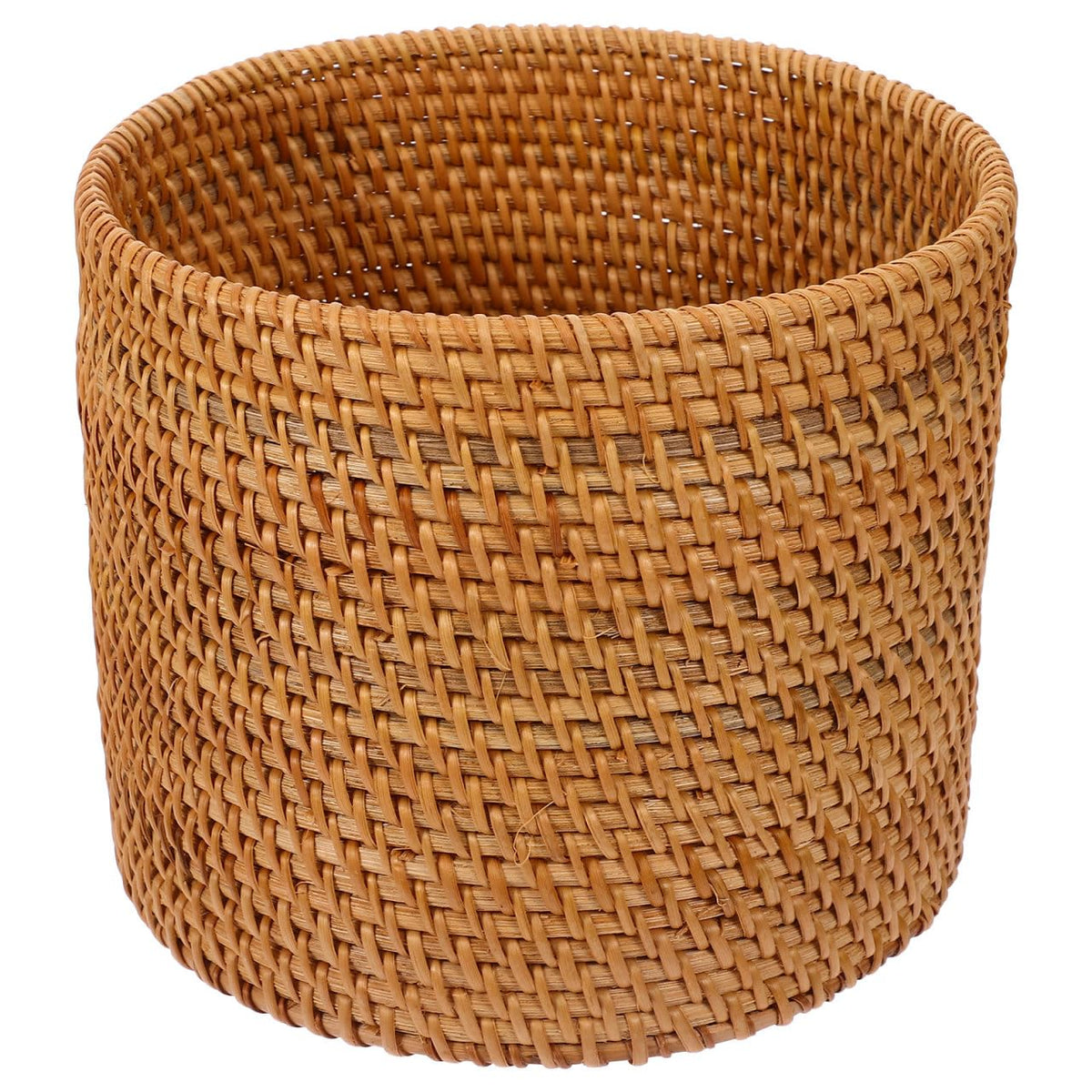 Mikikit Rattan Fruit Storage Basket 7.87 X 7.87 X 6.49 in Round Wicker Basket for Bread Vegetables Snacks Rustic Woven Organizer