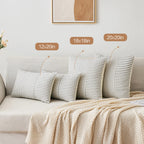 Miulee Grey And Beige Patchwork Farmhouse Pillow Covers 20X20 Inch, Pack Of 2 Striped Linen Decorative Modern Accent Pillow Cases For Sofa Couch Bedroom