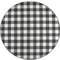 HomeRoots Polypropylene 8’ Round Black and Ivory Gingham Indoor Outdoor Area Rug