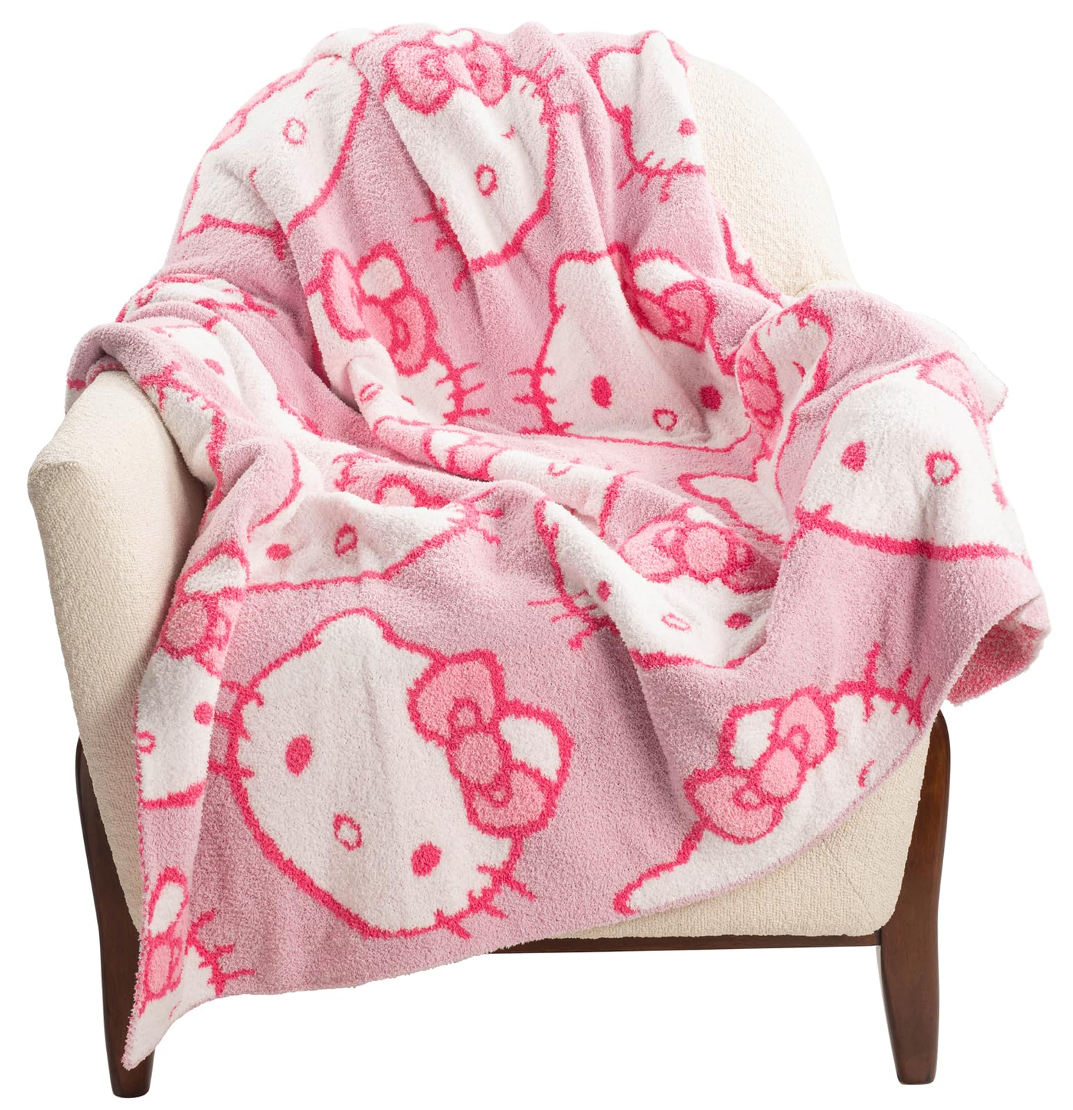 Jay Franco Hello Kitty Feather Knit Fluffy Throw Blanket - Pink Fuzzy Blanket Measures 50 X 60 Inch - Super Soft Lightweight Bed