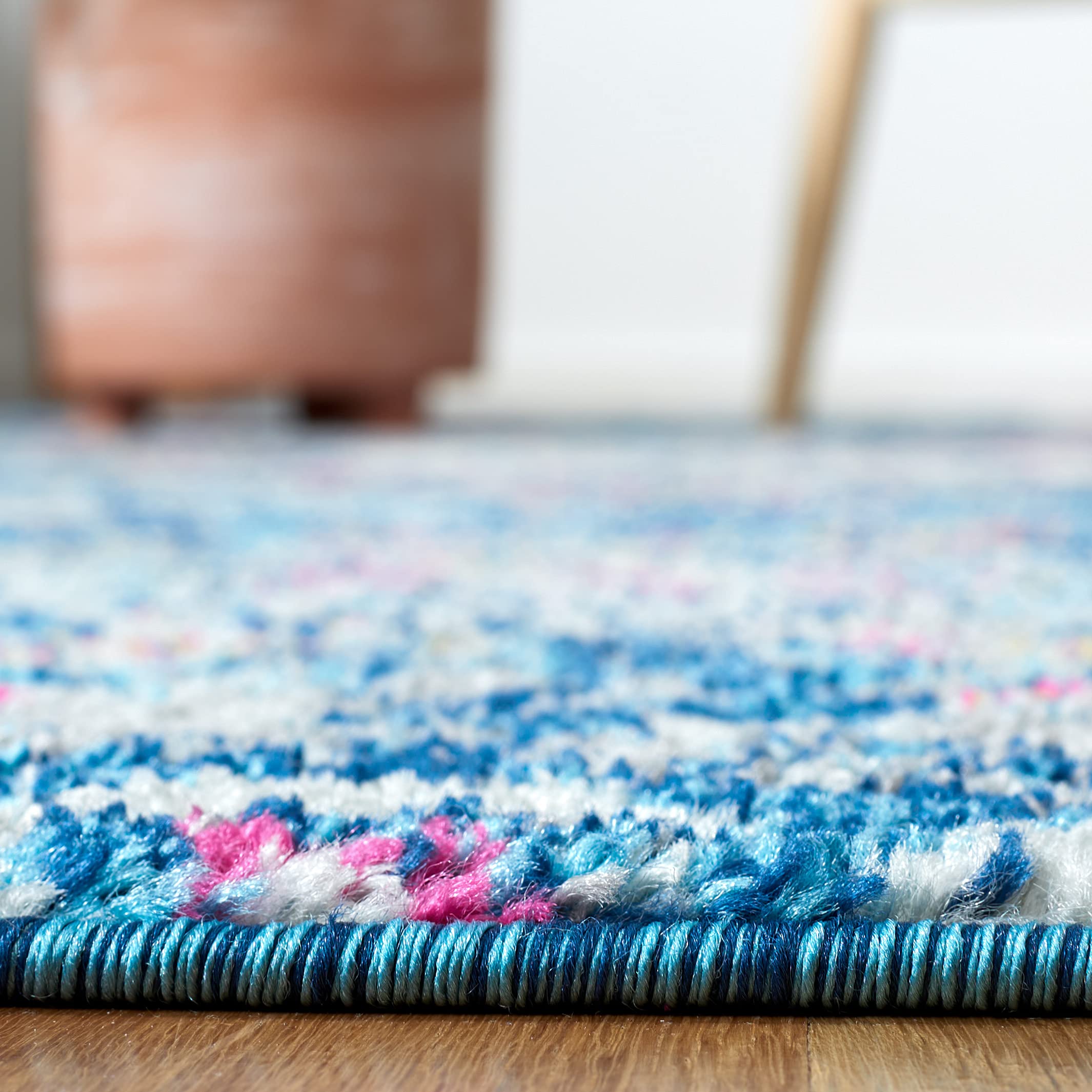 Safavieh Madison Collection Area Rug - 8' X 10', Blue & Grey, Boho Chic Glam Paisley Design, Non-Shedding & Easy Care, Ideal For