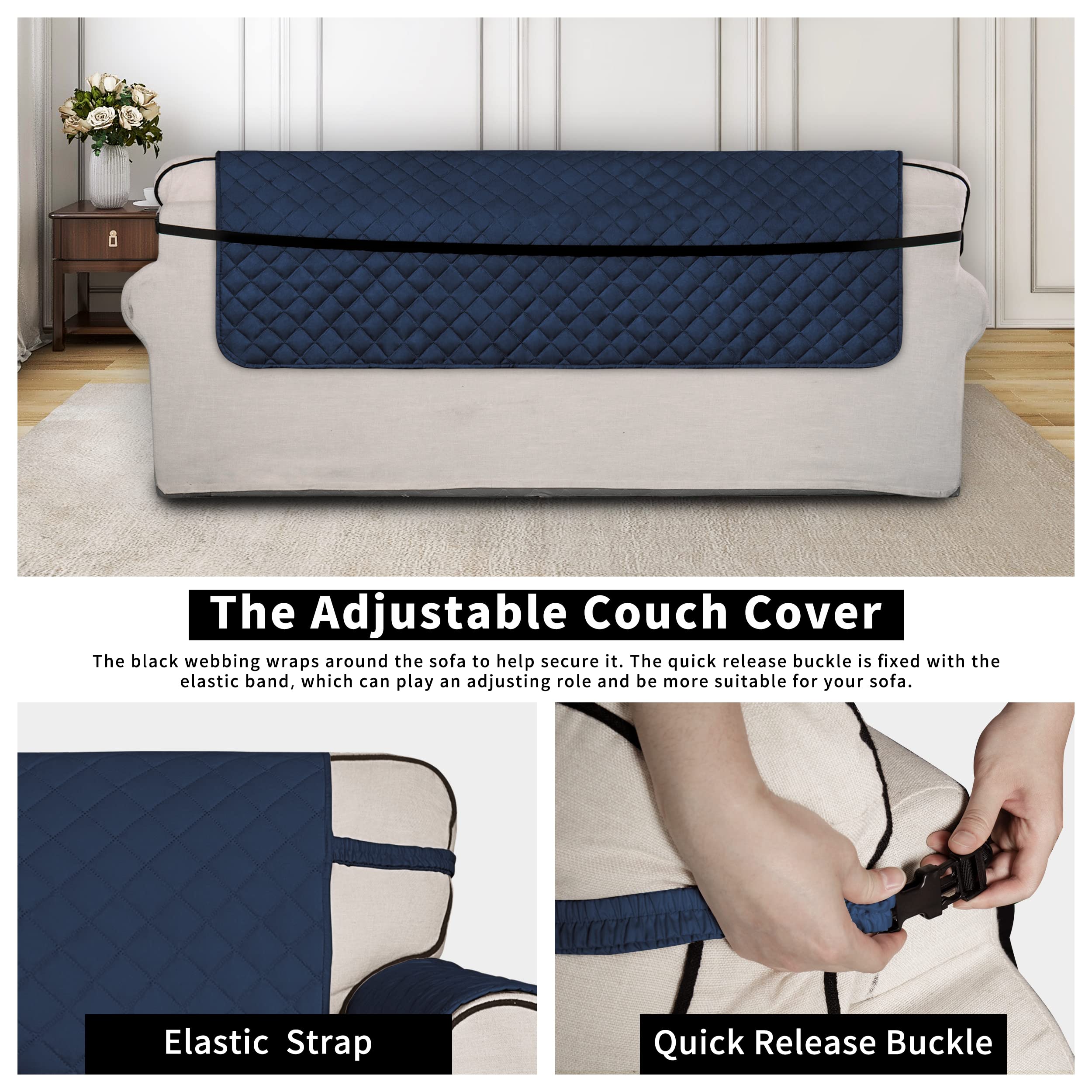 Issuntex Super Anti-Slip Couch Covers For 2 Cushion Couch Sofa, Water Resistant Sofa Cover Quilted Sofa Slipcover Furniture Prot