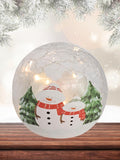 Gift Essentials Cozy Snowmen Crackle Glass Globe - LED Christmas Light Up Globe Home Decor - Battery Operated Globe Lamp with 6 