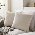 Meekio Set Of 2 Ivory Pillow Covers 22 X 22 Inch Farmhouse Boho Decorative Throw Pillow Covers Linen Cushion Covers For Sofa Cou