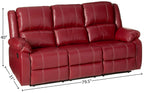 Acme Zuriel Faux Leather Motion Reclining Sofa In Red