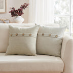Meekio Set Of 2 Dark Flax Pillow Covers 18 X 18 Inches Farmhouse Pillow Covers With Coconut Buttons For Sofa Couch Living Room Bedroom Farmhouse Décor For The Home