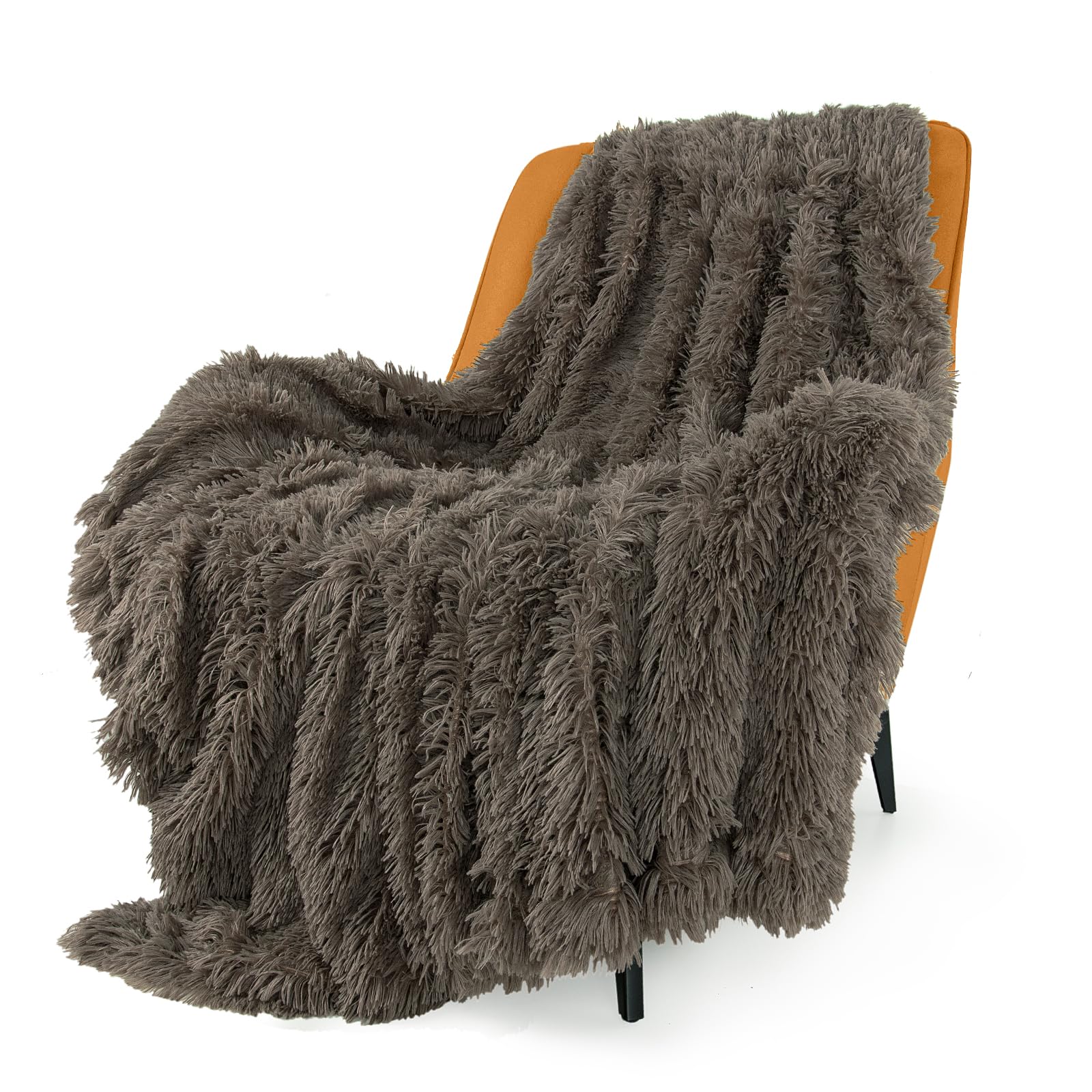 Toonow Extra Soft Fuzzy Faux Fur Throw Blanket 50''X60'', Reversible Lightweight Fluffy Cozy Plush Comfy Microfiber Fleece Decor
